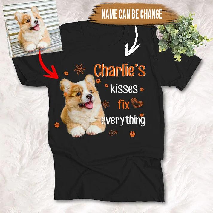 Custom Pet Dog Unisex T Shirt - Kisses Fix Everything Dog Lovers Personalized Unisex T-shirt -  Gift for Dog Lovers, Friends, Family
