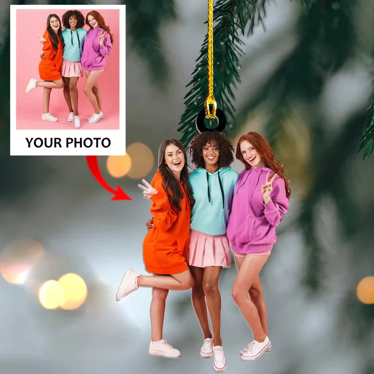 Custom Photo Acrylic Ornament Xmas - Custom Photo Ornament Bestfriend, Besties Deco Ornament - Image 2