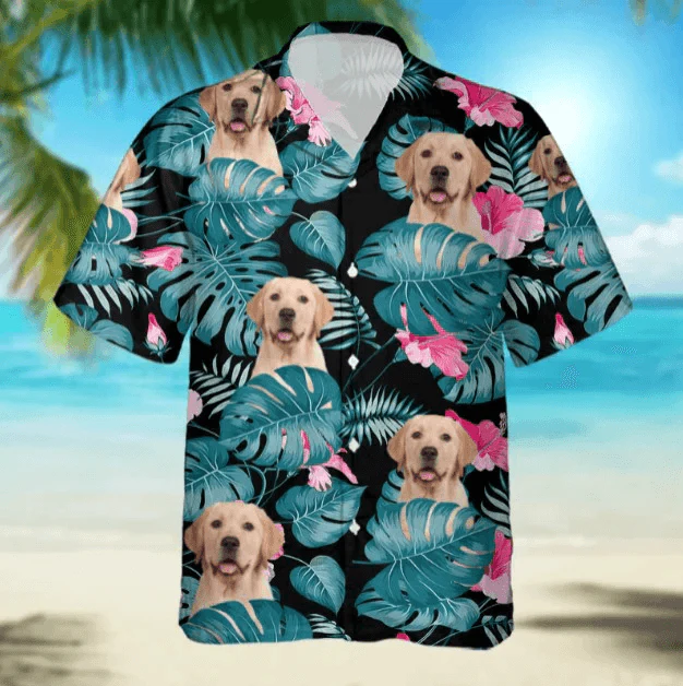 Custom Photo Animal Tropical Leaves Hawaiian Shirt, Personalized Hawaiian Shirts - Perfect Gift For Animal Lover, Family, Friends