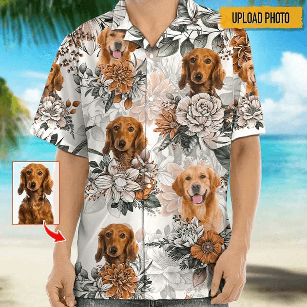 Custom Photo Cute Animal Flower Hawaiian Shirt, Personalized Hawaiian Shirts - Perfect Gift For Animal Lovers, Family, Friends