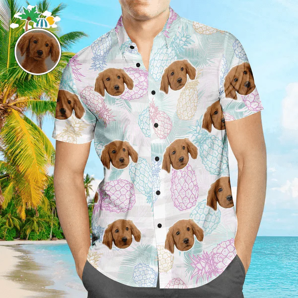 Custom Photo Cute Animal Tropical Leaves Hawaiian Shirt, Personalized Hawaiian Shirts - Perfect Gift For Animal Lovers, Family, Friends