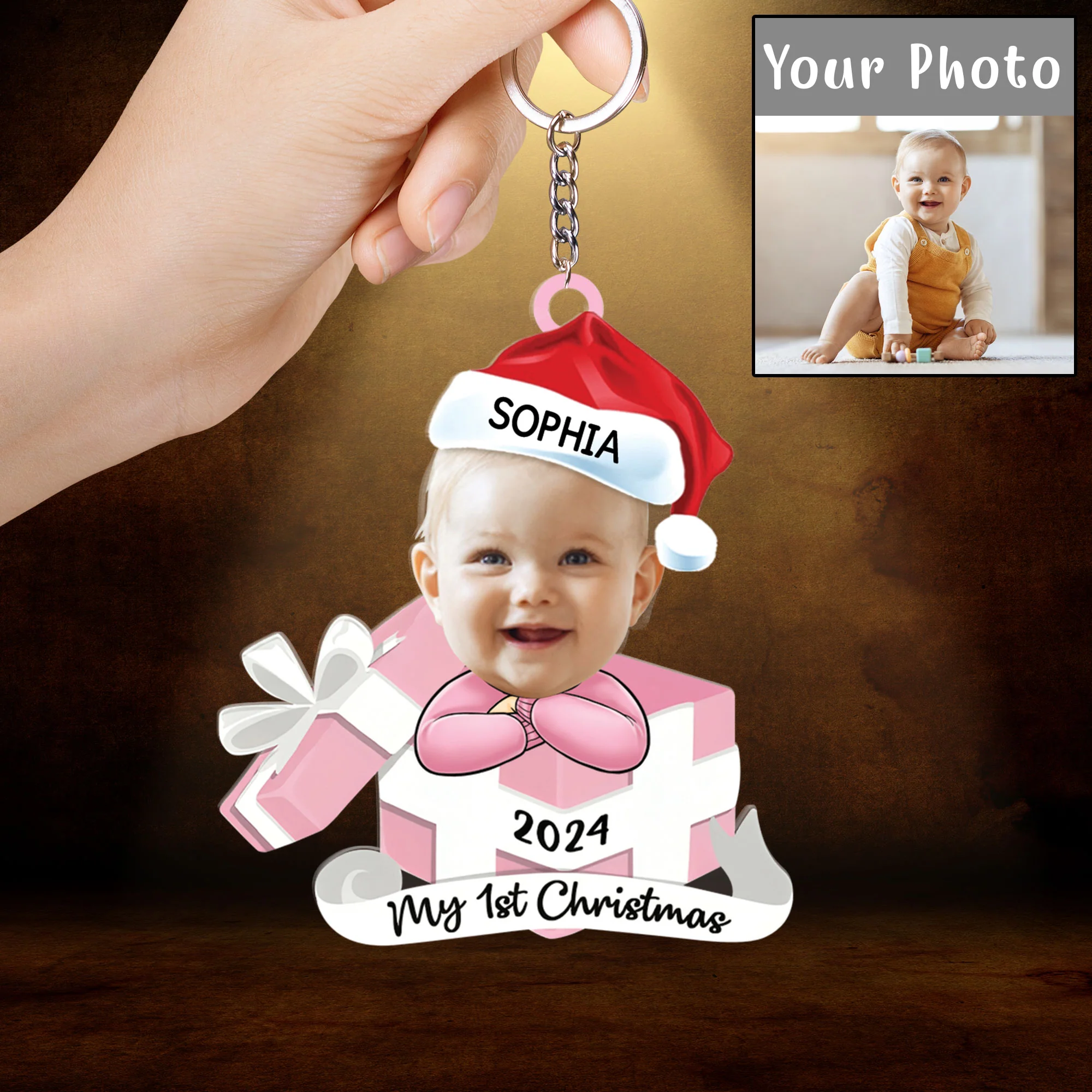 Custom Photo Hi I'm New Here Car Ornament, Family Personalized Car Ornament - Christmas Gift For Baby Kids, Newborn Baby - Image 4