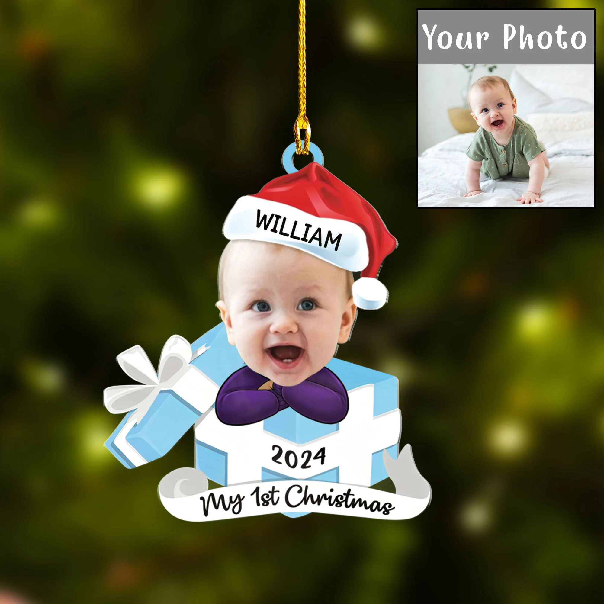 Custom Photo Hi I'm New Here Car Ornament, Family Personalized Car Ornament - Christmas Gift For Baby Kids, Newborn Baby - Image 5