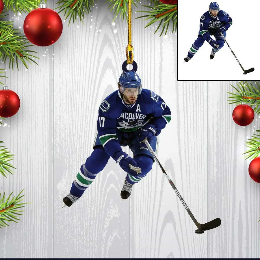 Custom Photo Ice Hockey Players Christmas Car Ornament For Men, Dad Hockey Car Ornament - Image 5