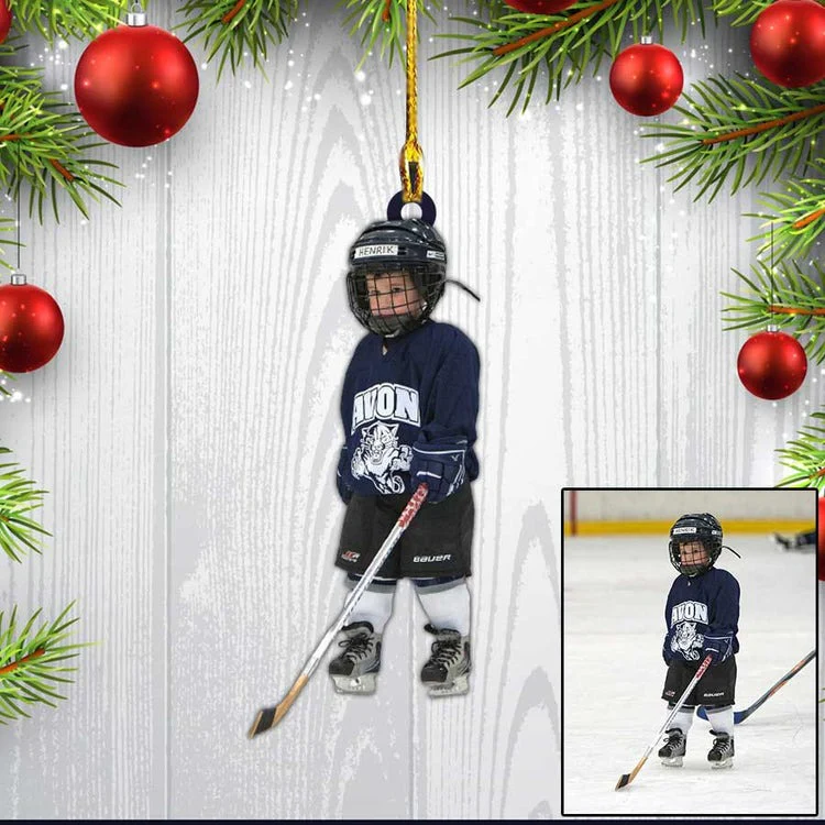 Custom Photo Ice Hockey Players Christmas Car Ornament For Men, Dad Hockey Car Ornament - Image 6