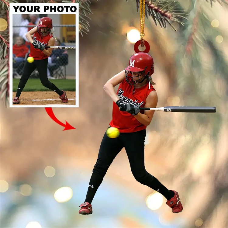 Custom Photo Softball Christmas Acrylic Keychain - Personalized Gift For Sports Fans, Coaches, And Players - Image 3