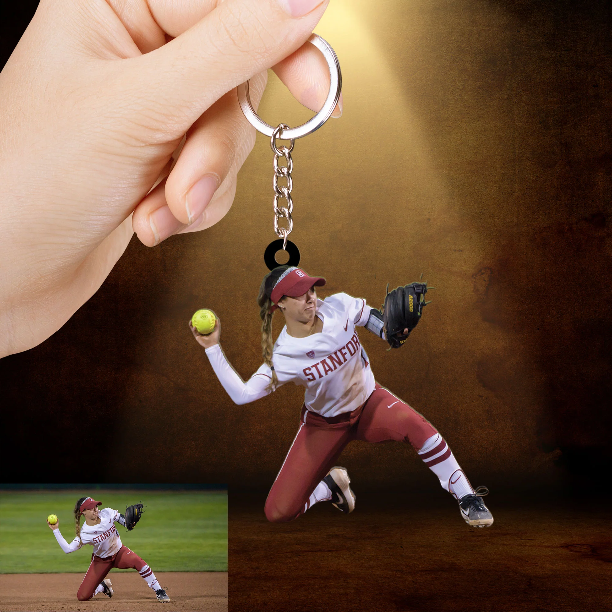 Custom Photo Softball Ornament For Daughter, Custom Acrylic Softball Christmas Ornament For Daughter, Mom - Image 3
