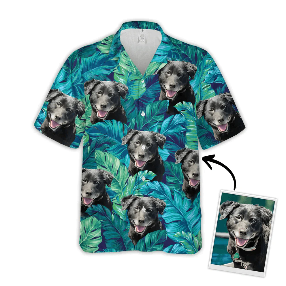 Custom Photo Tropical Leaves Grunge Leopard Camouflage Spots Pattern Hawaiian Shirt, Personalized Hawaiian Shirts - Perfect Gift For Animal Lovers, Friends, Family