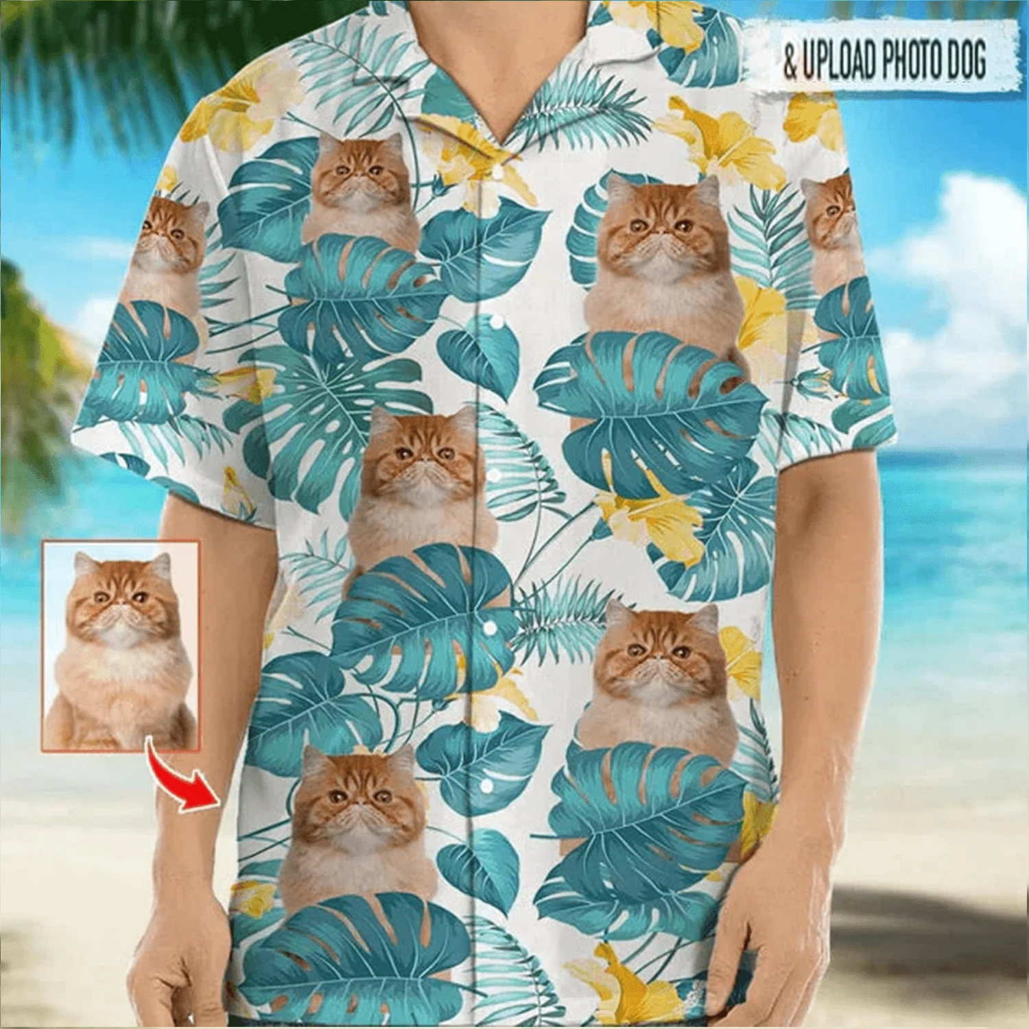 Custom Photo Upload Cat Hawaiian Shirt, Custom Animal Hawaiian Shirt, Personalized Hawaiian Shirts - Perfect Gift For Cat Lovers, Family, Friends