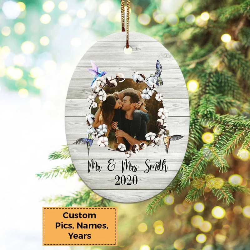 Custom Photo With Couple Ceramic Ornament, Custom Photo Ornament With Spouse, Sweet Photo - Christmas Ornament Gift For Couple, Lover, Anniversary - Image 4