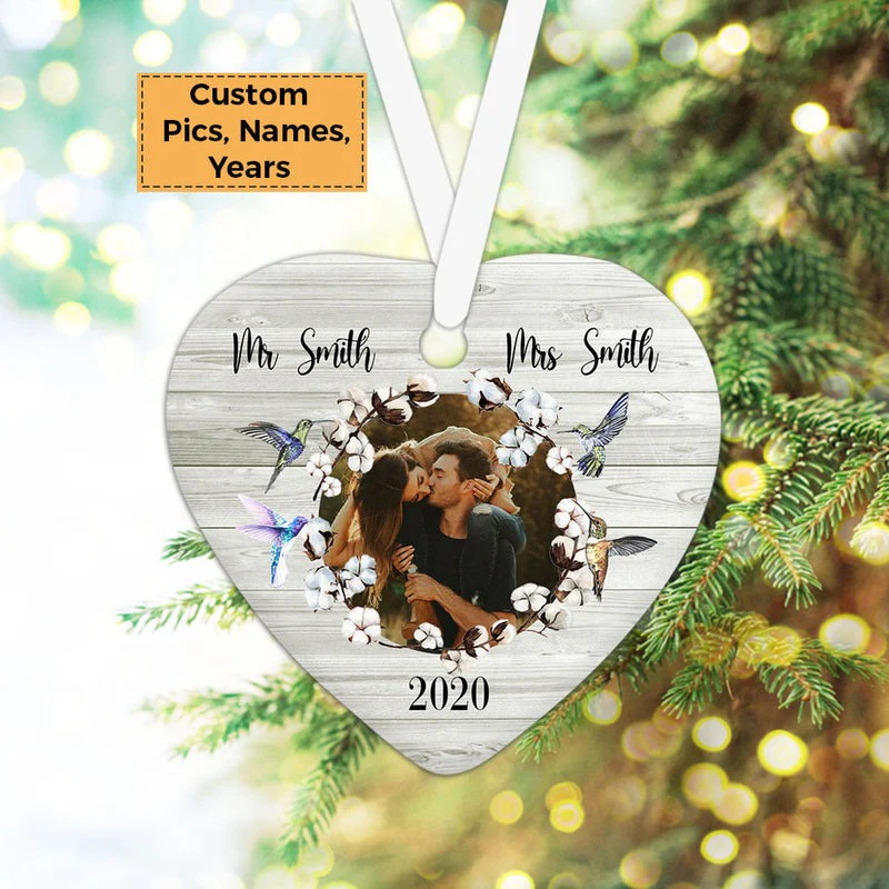 Custom Photo With Couple Ceramic Ornament, Custom Photo Ornament With Spouse, Sweet Photo - Christmas Ornament Gift For Couple, Lover, Anniversary - Image 5