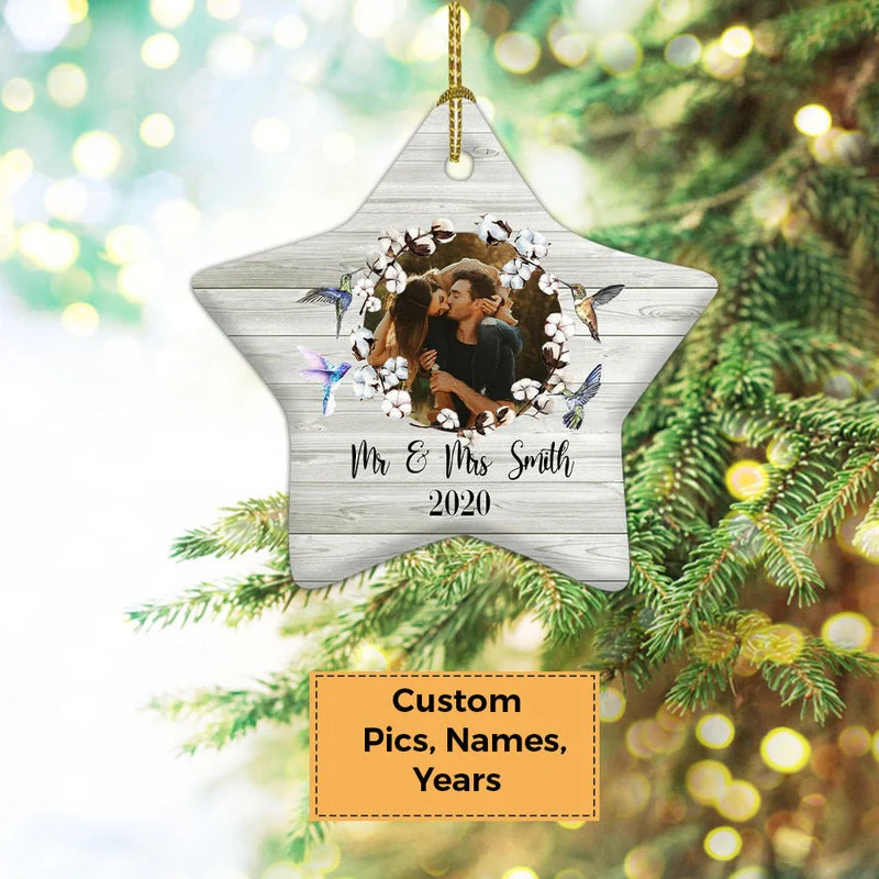 Custom Photo With Couple Ceramic Ornament, Custom Photo Ornament With Spouse, Sweet Photo - Christmas Ornament Gift For Couple, Lover, Anniversary - Image 6