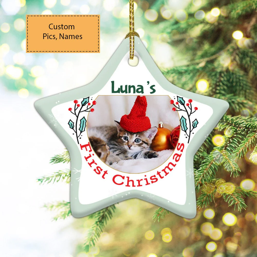 Custom Photo With Dog Ceramic Ornament, Custom Pet Photo Ornament, Dog’s First Christmas - Christmas Ornament Gift For Dog Lovers, Pet Lovers - Image 4