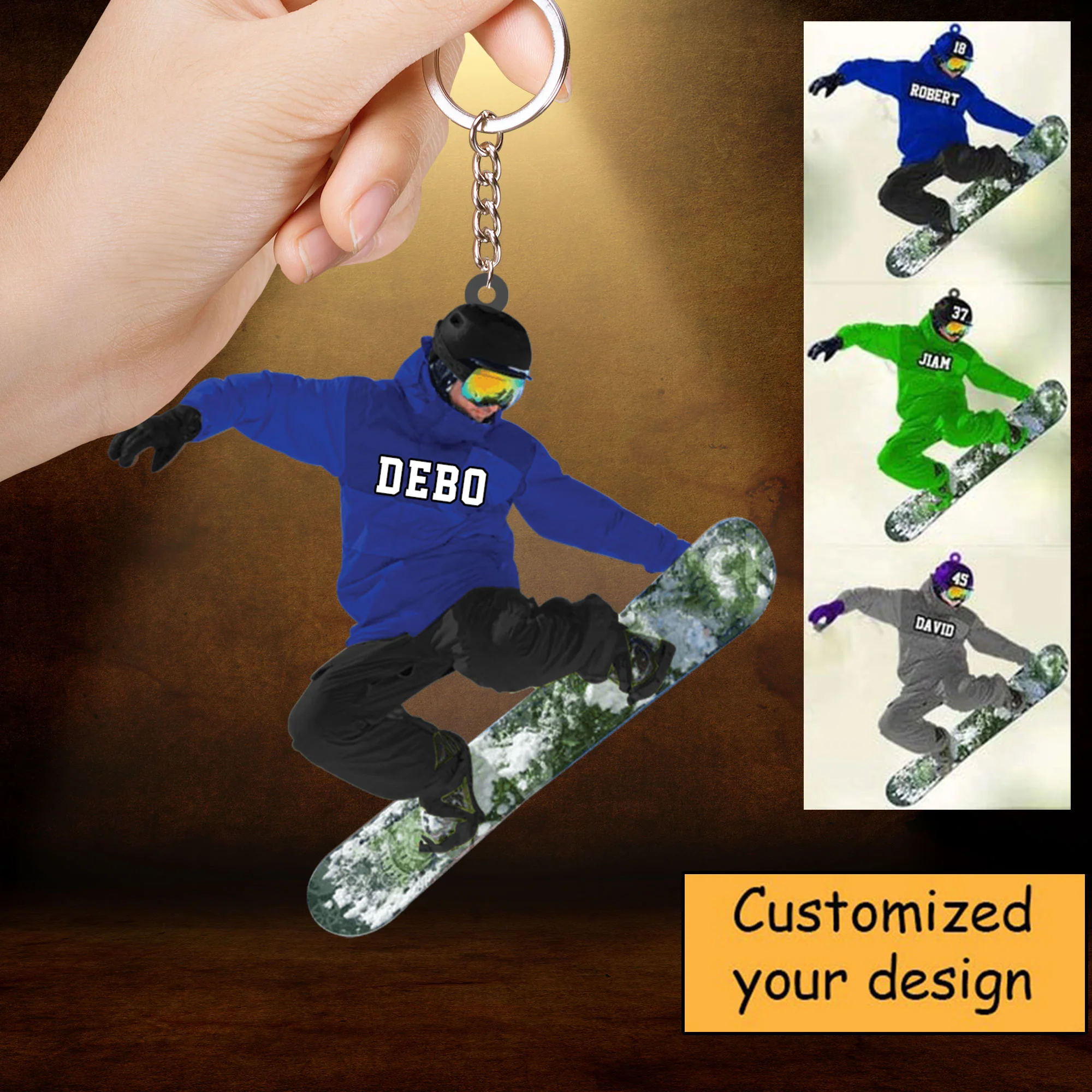 Custom Snowboarding Acrylic Christmas Ornament, Personalized Snowboarding Athletes, Skis Acrylic Ornament For Snowboarding Lover,Christmas - Image 3