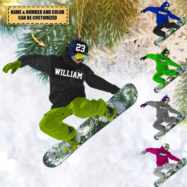 Custom Snowboarding Acrylic Christmas Ornament, Personalized Snowboarding Athletes, Skis Acrylic Ornament For Snowboarding Lover,Christmas - Image 2