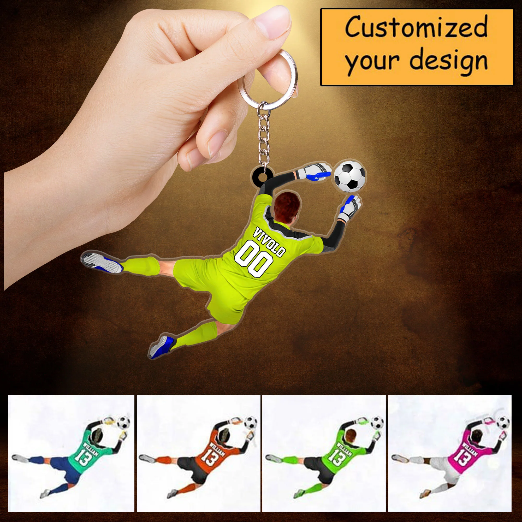Custom Soccer Acrylic Christmas Keychain, Personalized Male, Boys, Man Soccer Goalkeeper Acrylic Keychain For Soccer Lover, Christmas - Image 2