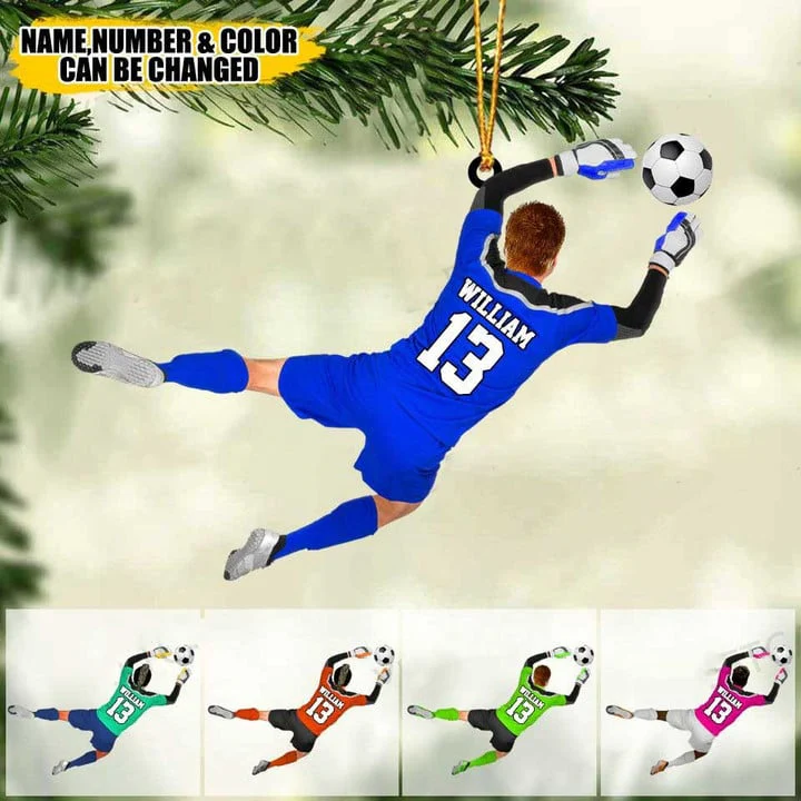 Custom Soccer Acrylic Christmas Ornament, Personalized Male, Boys, Man Soccer Goalkeeper Acrylic Ornament For Soccer Lover, Christmas - Image 2