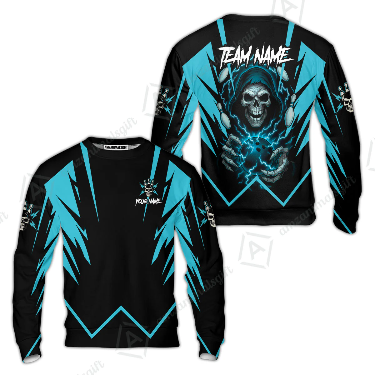 Custom Team Name Bowling Skull Thunder Team Jersey - Custom Name Bowling Strike Personalized Bowling Polo Shirt - Uniform Shirt For Bowlers - Image 12