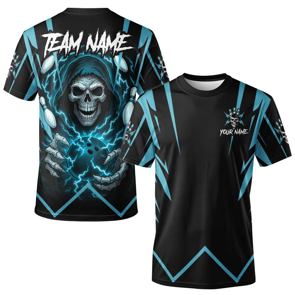 Custom Team Name Bowling Skull Thunder Team Jersey - Custom Name Bowling Strike Personalized Bowling Polo Shirt - Uniform Shirt For Bowlers - Image 2