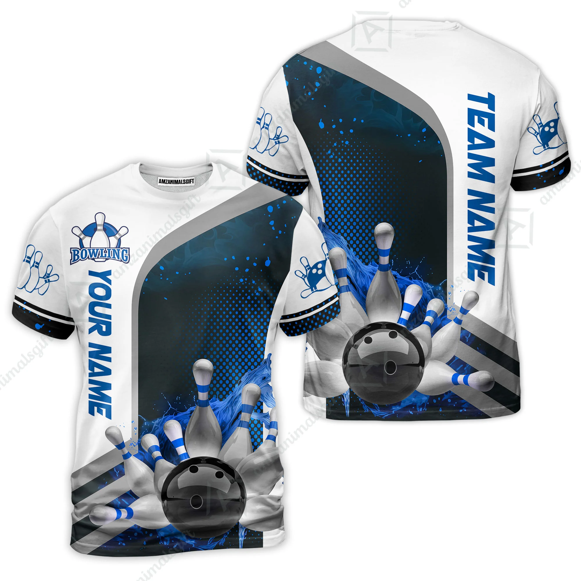 Custom Team Name Bowling Team Jersey - Custom Name Bowling Ball And Pins Water Personalized Bowling Polo Shirt - Uniform Shirt For Bowlers - Image 3