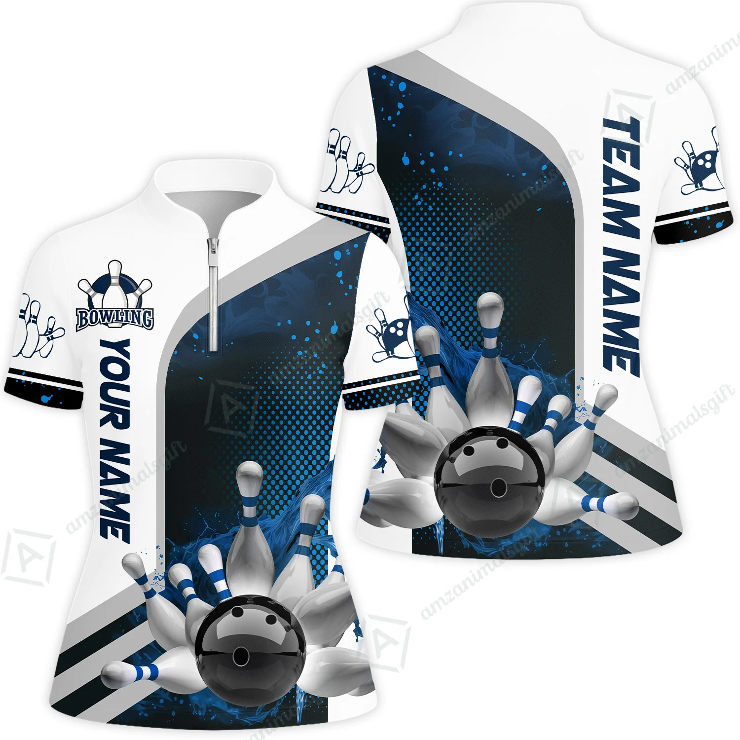 Custom Team Name Bowling Team Jersey - Custom Name Bowling Ball And Pins Water Personalized Bowling Polo Shirt - Uniform Shirt For Bowlers - Image 35