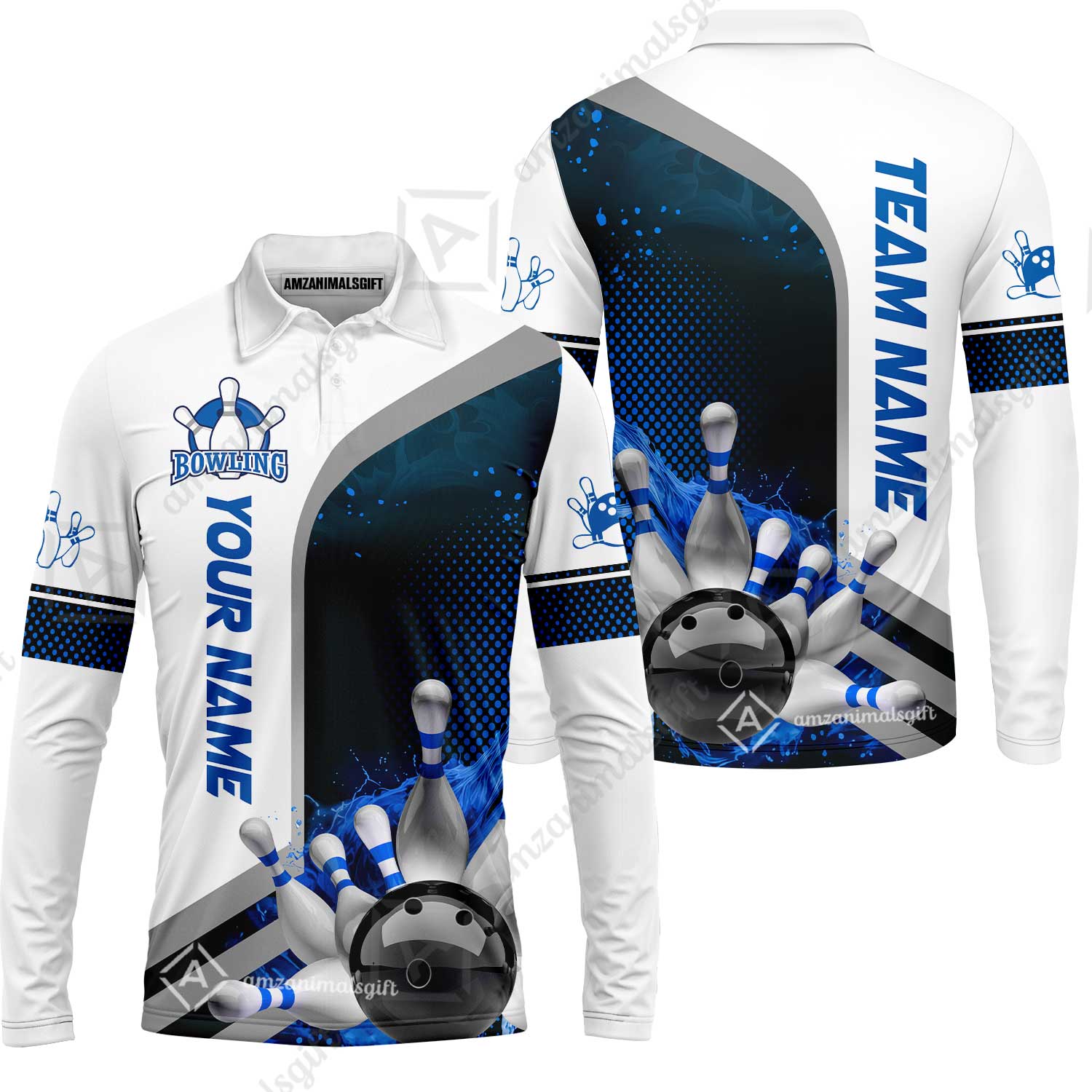 Custom Team Name Bowling Team Jersey - Custom Name Bowling Ball And Pins Water Personalized Bowling Polo Shirt - Uniform Shirt For Bowlers - Image 9