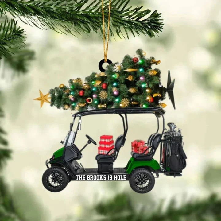 Custom Text Golf Cart Family With Acrylic Christmas Ornament - Christmas Gift For Golfers, Golf Lovers - Image 4