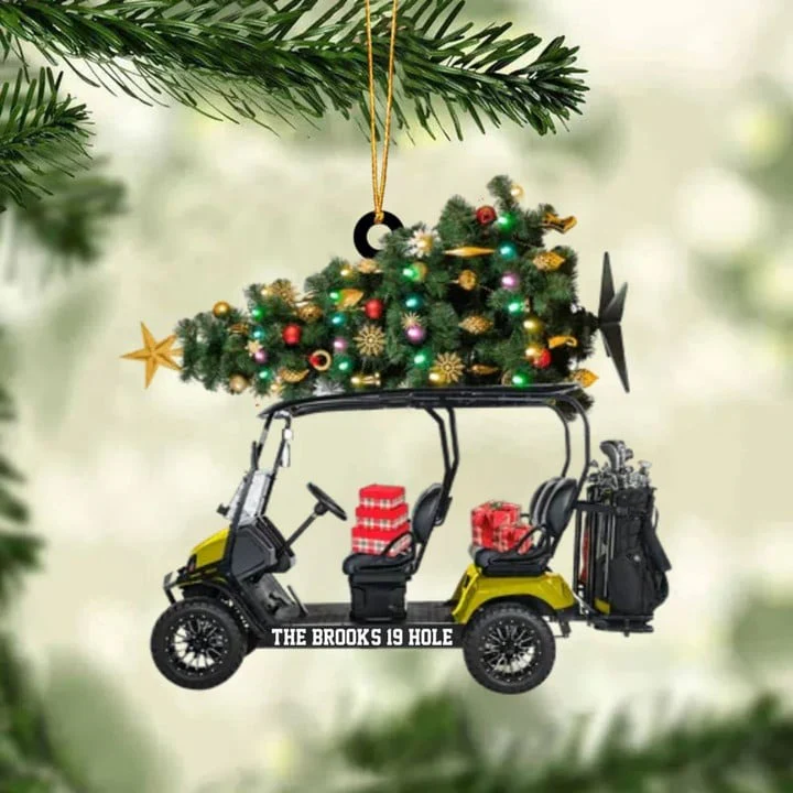 Custom Text Golf Cart Family With Acrylic Christmas Ornament - Christmas Gift For Golfers, Golf Lovers - Image 7