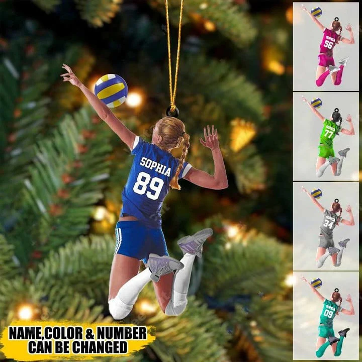Custom Volleyball Acrylic Christmas Ornament, Personalized Female Beach Volleyball Acrylic Ornament For Volleyball Lover,Christmas,New Year - Image 2