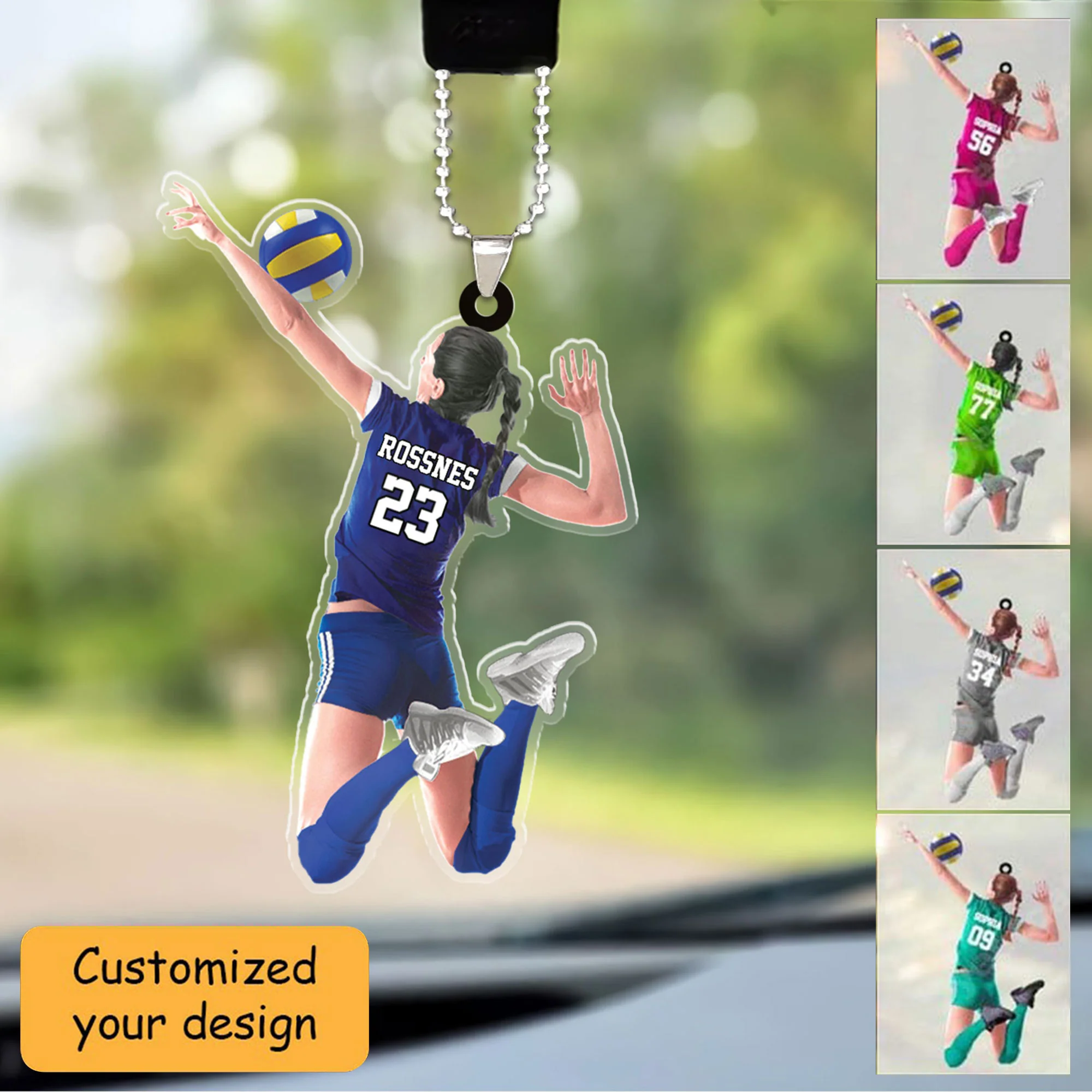 Custom Volleyball Christmas Car Ornament, Personalized Female Beach Volleyball Car Ornament For Volleyball Lover,Christmas,New Year - Image 2