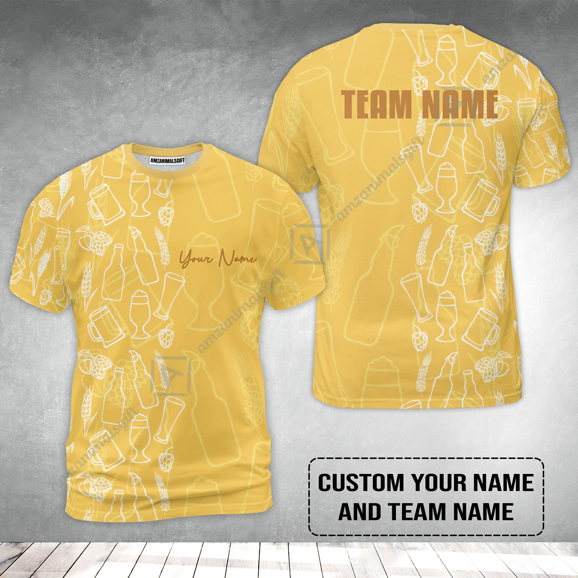 Custom Yellow Pattern Design Oktoberfest Beer Festival Performance T-Shirt - Image 2