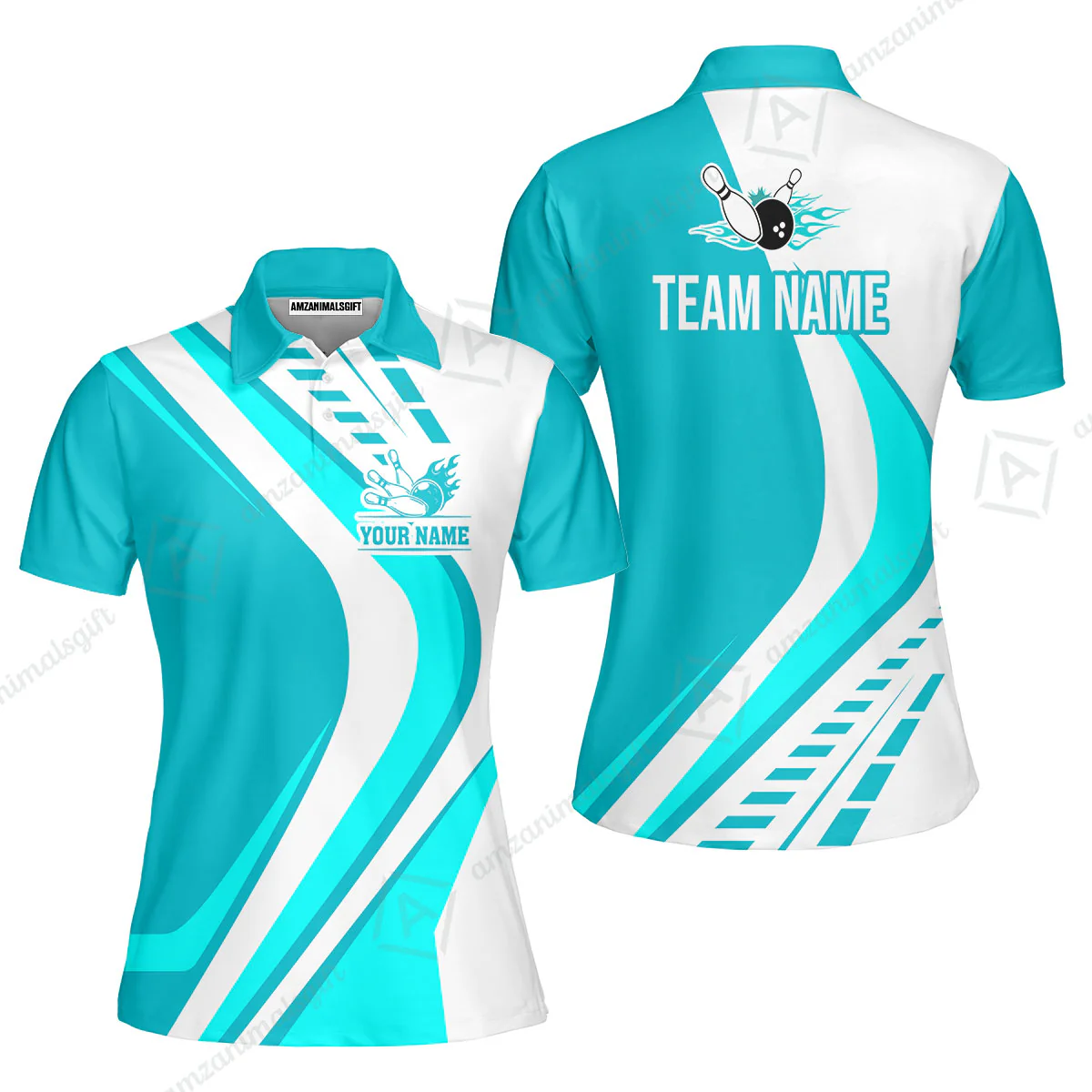 Customize Your Name, Team Name Bowling Jersey, Bowling Team Jersey Multicolor Polo Quarter-Zip Shirts, Custom Bowling Uniforms Jerseys - Image 17
