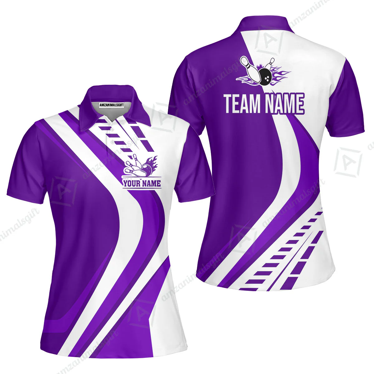 Customize Your Name, Team Name Bowling Jersey, Bowling Team Jersey Multicolor Polo Quarter-Zip Shirts, Custom Bowling Uniforms Jerseys - Image 18