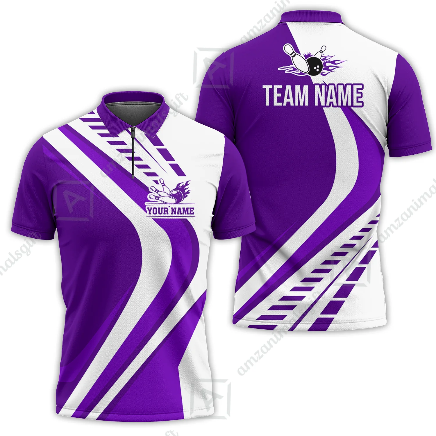 Customize Your Name, Team Name Bowling Jersey, Bowling Team Jersey Multicolor Polo Quarter-Zip Shirts, Custom Bowling Uniforms Jerseys - Image 23