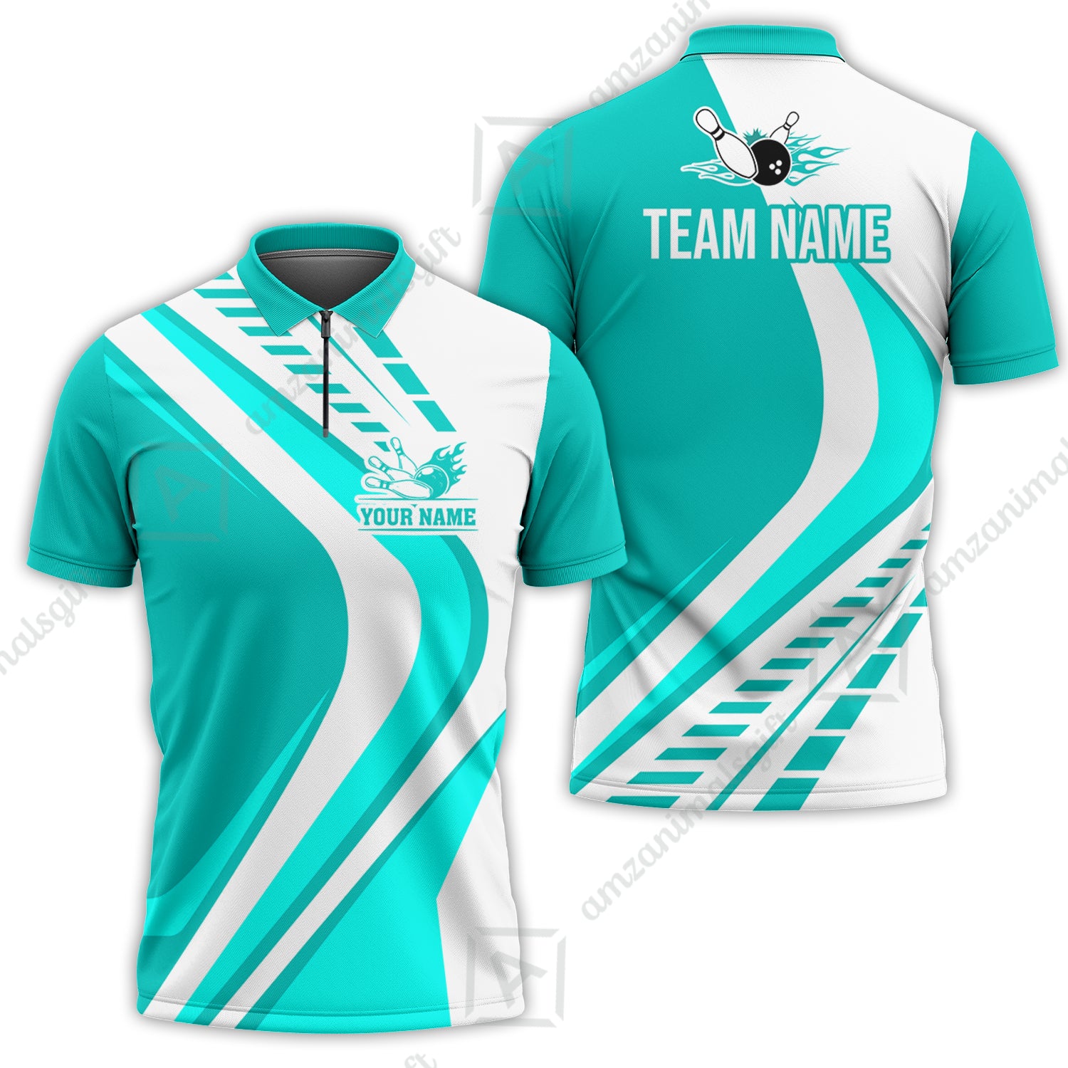Customize Your Name, Team Name Bowling Jersey, Bowling Team Jersey Multicolor Polo Quarter-Zip Shirts, Custom Bowling Uniforms Jerseys - Image 25