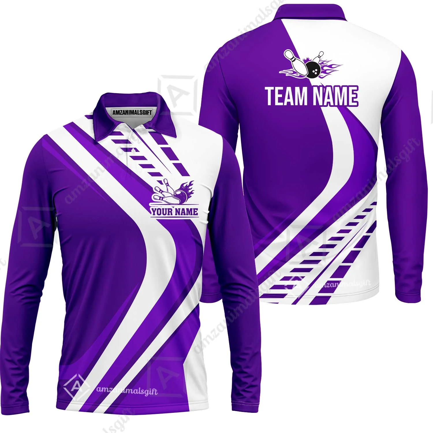 Customize Your Name, Team Name Bowling Jersey, Bowling Team Jersey Multicolor Polo Quarter-Zip Shirts, Custom Bowling Uniforms Jerseys - Image 33