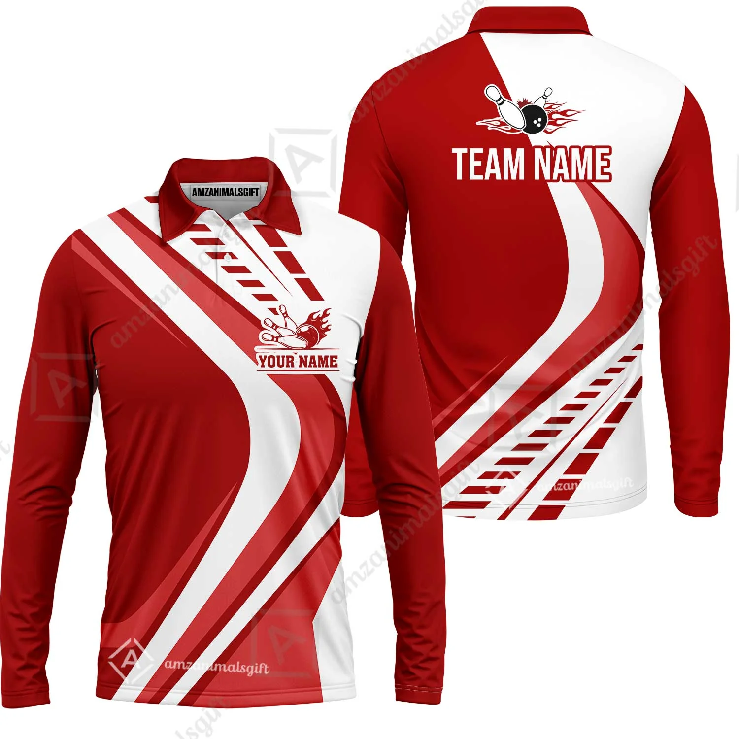 Customize Your Name, Team Name Bowling Jersey, Bowling Team Jersey Multicolor Polo Quarter-Zip Shirts, Custom Bowling Uniforms Jerseys - Image 34