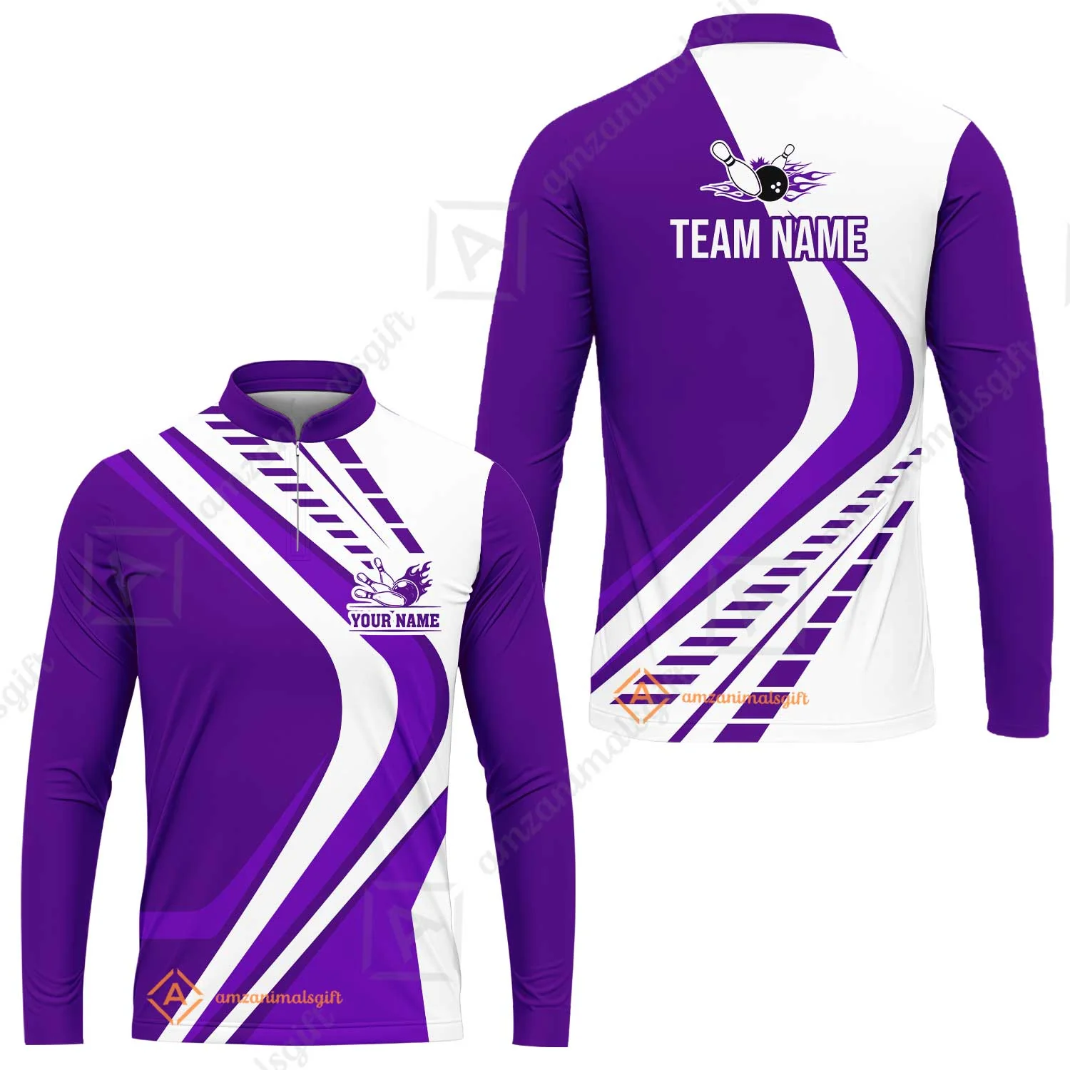 Customize Your Name, Team Name Bowling Jersey, Bowling Team Jersey Multicolor Polo Quarter-Zip Shirts, Custom Bowling Uniforms Jerseys - Image 36