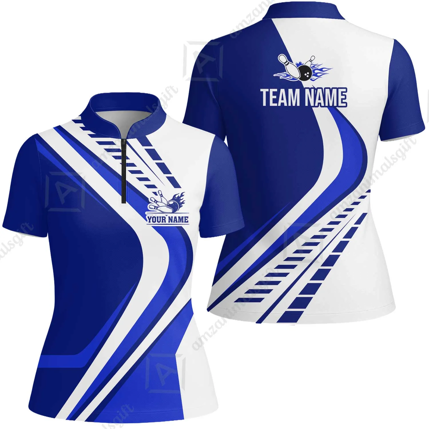 Customize Your Name, Team Name Bowling Jersey, Bowling Team Jersey Multicolor Polo Quarter-Zip Shirts, Custom Bowling Uniforms Jerseys - Image 57