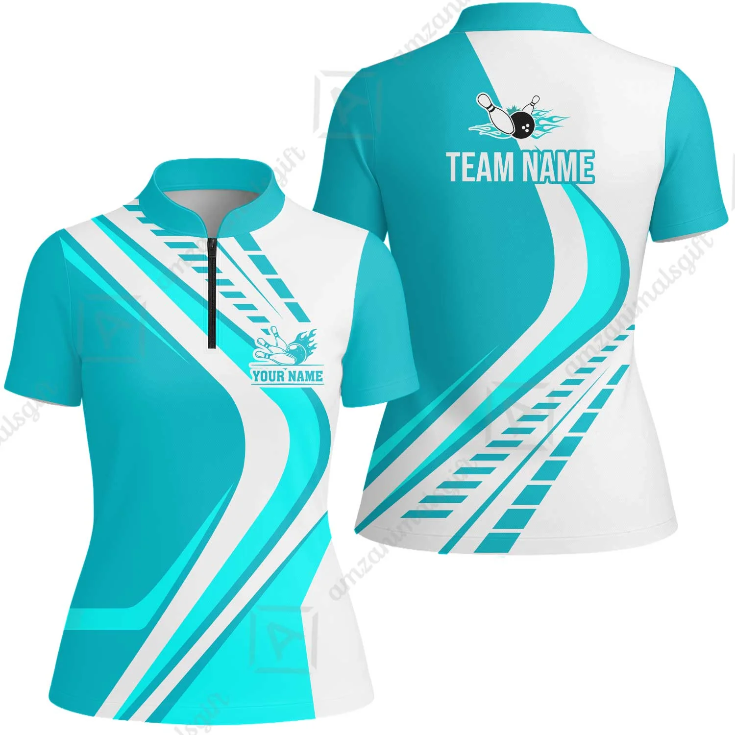 Customize Your Name, Team Name Bowling Jersey, Bowling Team Jersey Multicolor Polo Quarter-Zip Shirts, Custom Bowling Uniforms Jerseys - Image 58