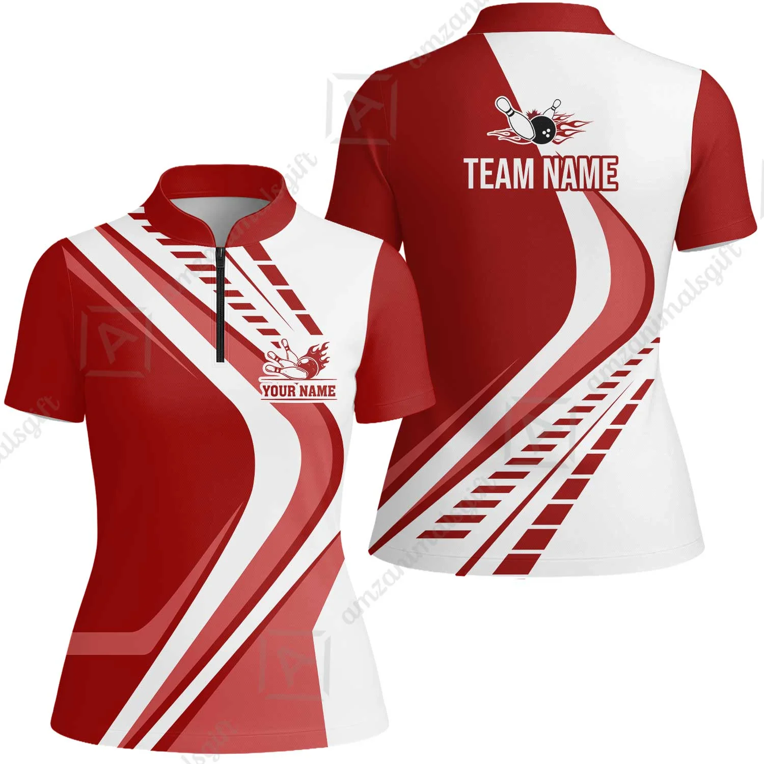 Customize Your Name, Team Name Bowling Jersey, Bowling Team Jersey Multicolor Polo Quarter-Zip Shirts, Custom Bowling Uniforms Jerseys - Image 60