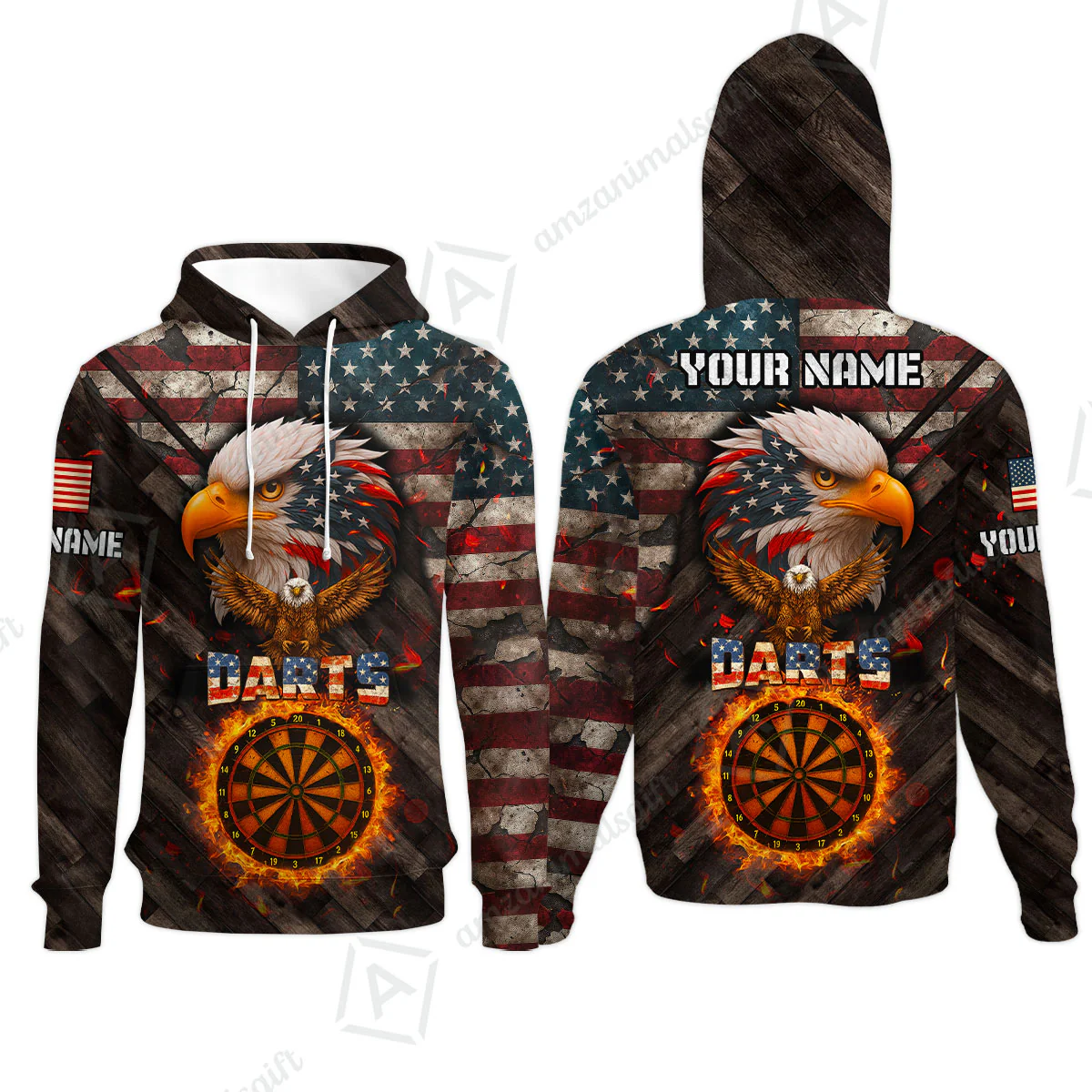 Customized American Flag Darts Polo Shirt, Darts Dartboard Fire Flame Eagle Style Jersey Polo Shirt for Darts Players - Image 10