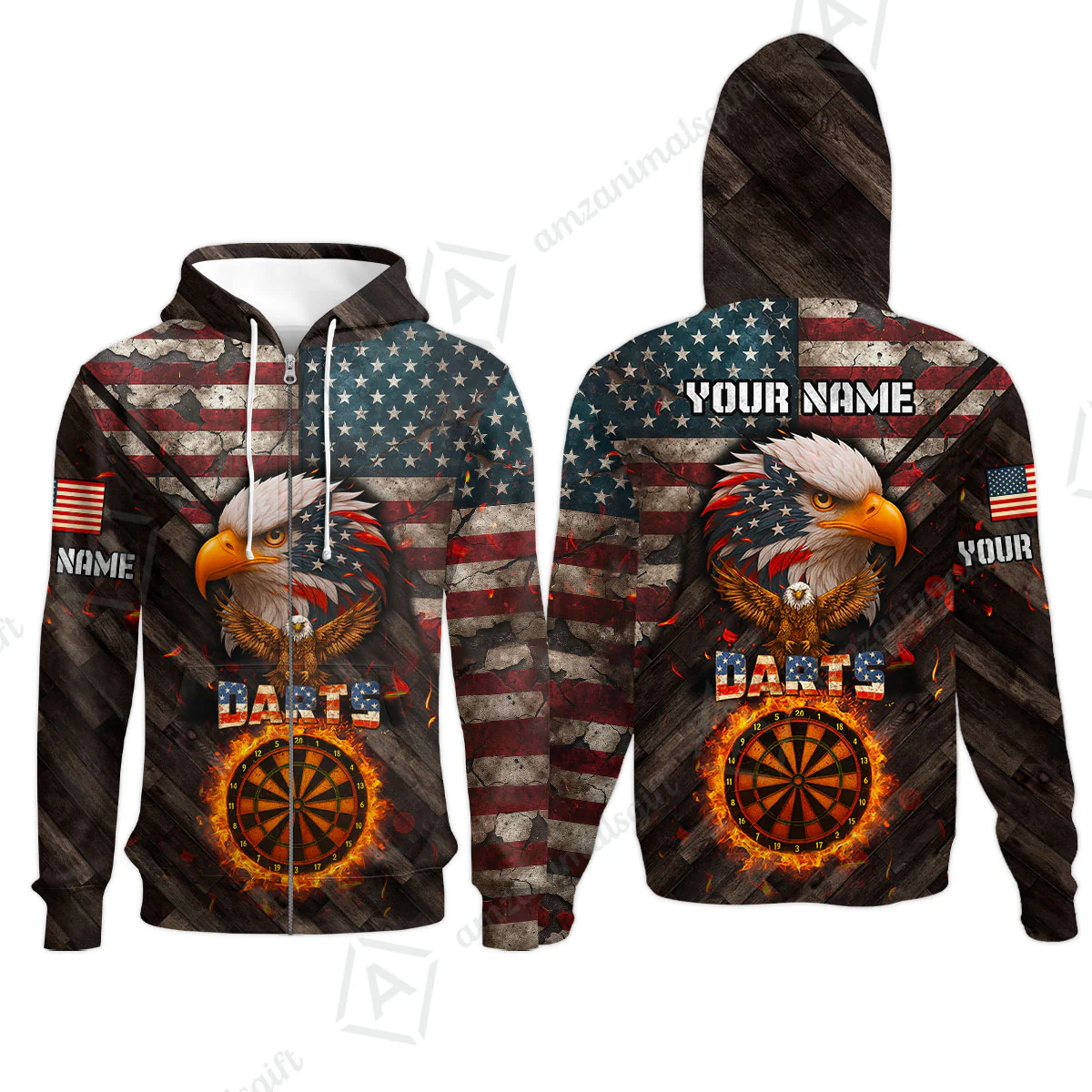 Customized American Flag Darts Polo Shirt, Darts Dartboard Fire Flame Eagle Style Jersey Polo Shirt for Darts Players - Image 11