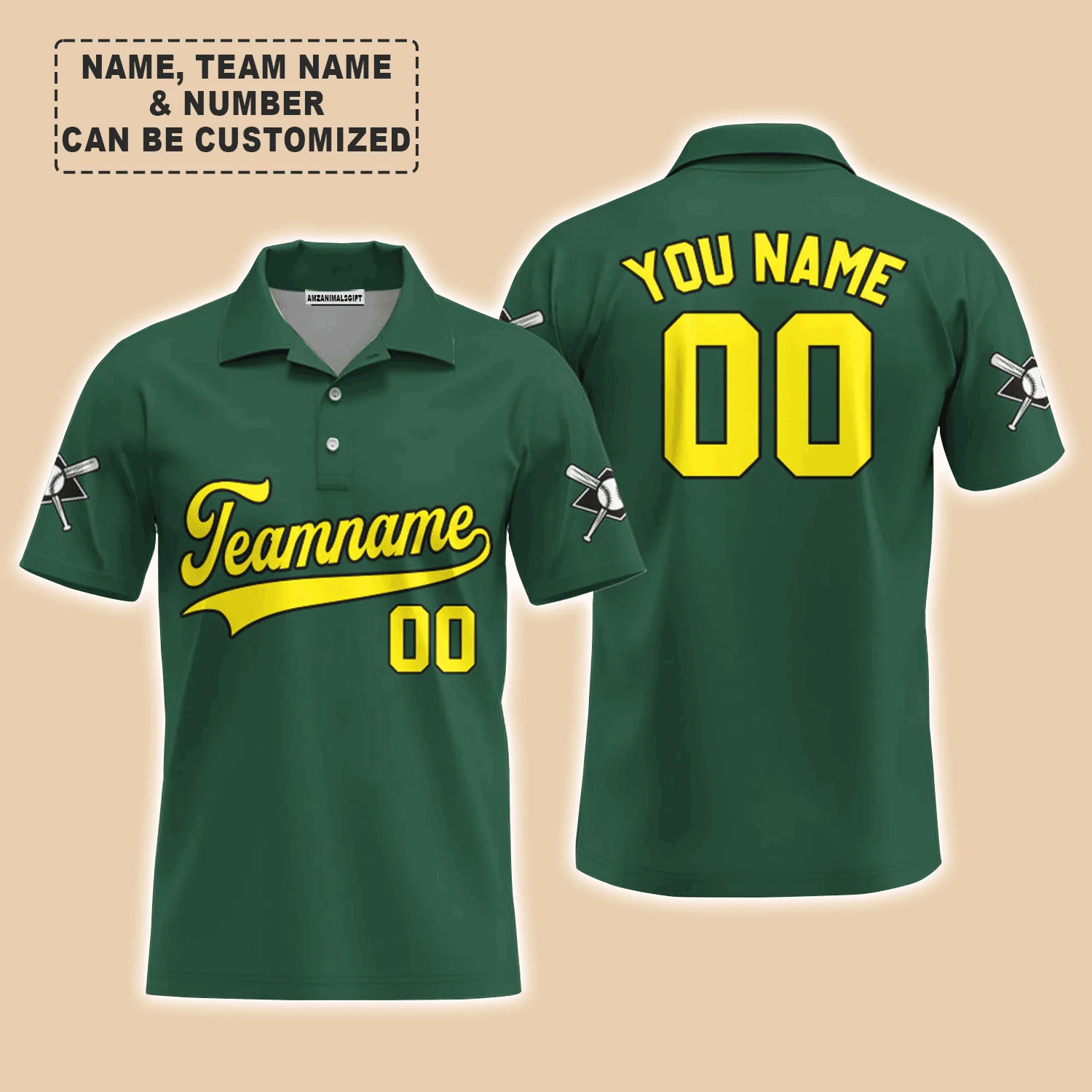 Customized Baseball Men Long Sleeve Shirt, Custom Navy Baseball Green Custom Men Long Sleeve - Perfect Men Long Sleeve Shirt For Men, Baseball Lovers - Image 6