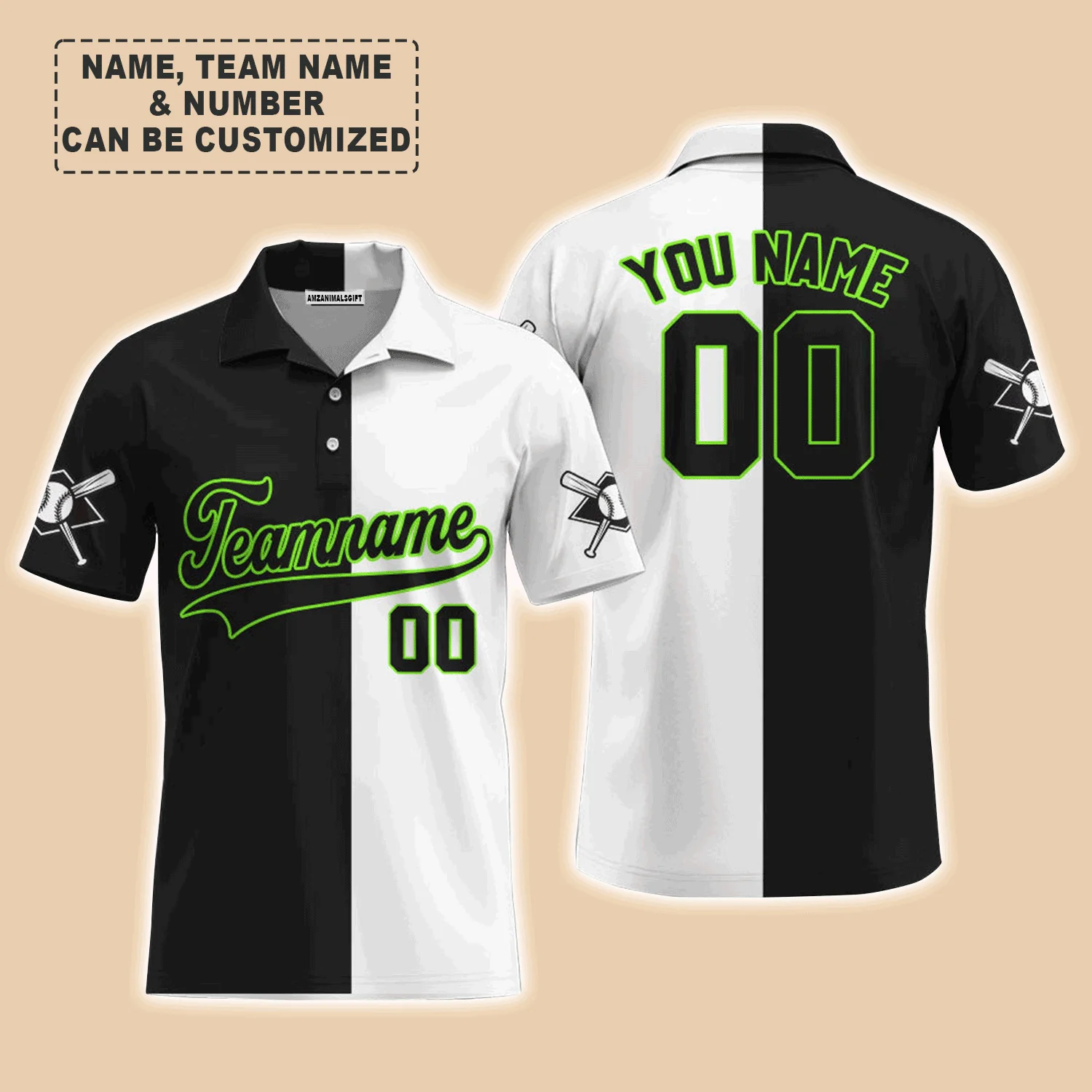 Customized Baseball Men Polo Shirt, Canada Baseball Logo Black White Custom Polo Shirt - Perfect Polo Shirt For Men, Baseball Lovers - Image 4