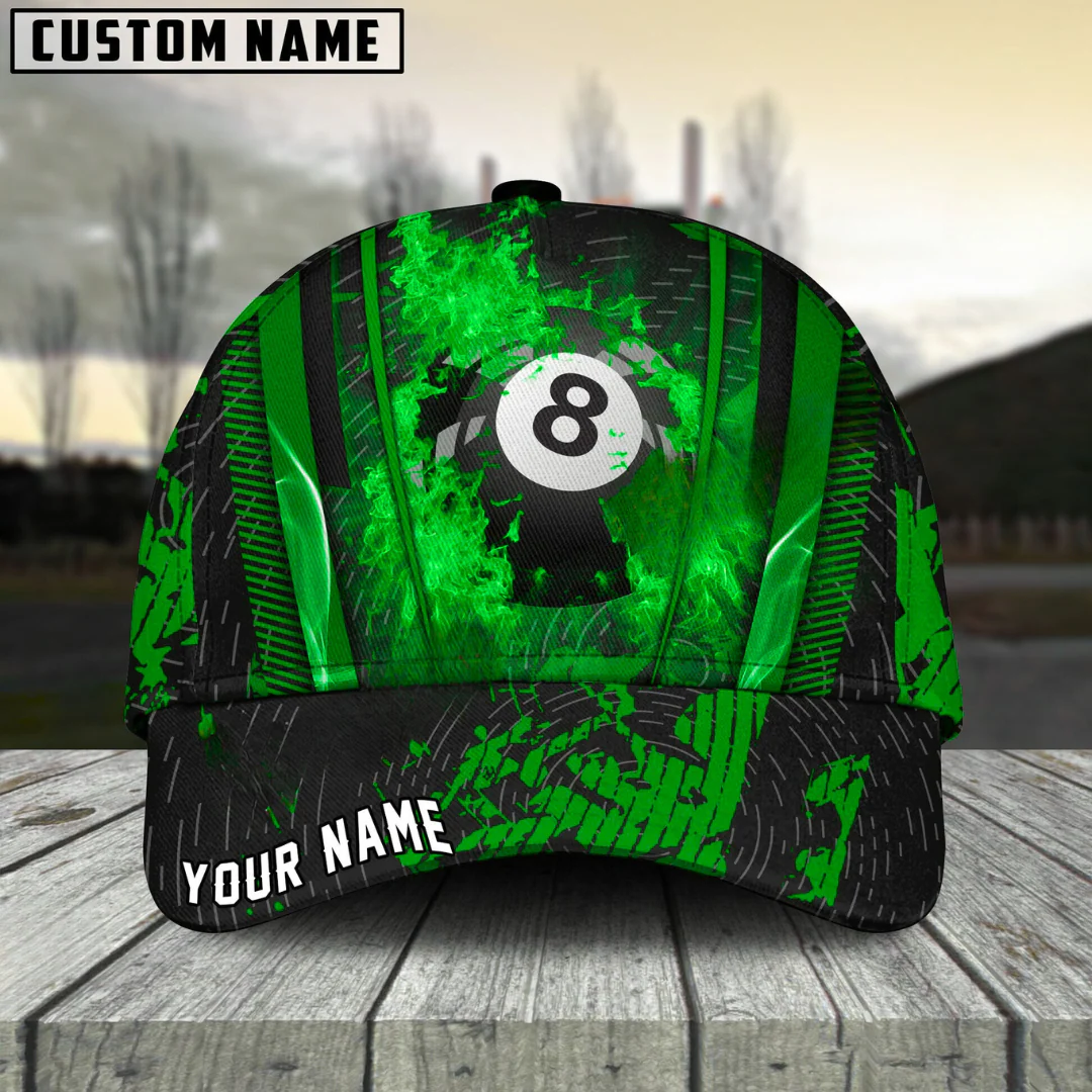 Customized Billiard Cap, Billiard Pool Ball 8 Abstracts Grunge Texture Personalized Name 3D Hats, Best Billiard Pool Hat For Billiard Players (6 Colors) - Image 5