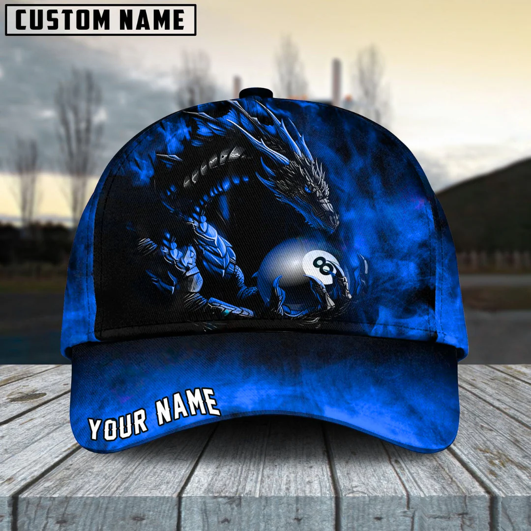 Customized Billiard Cap, Billiard Pool Ball 8 Aero Dragon Personalized Name 3D Hats, Best Billiard Pool Hat For Billiard Players (6 Colors) - Image 3