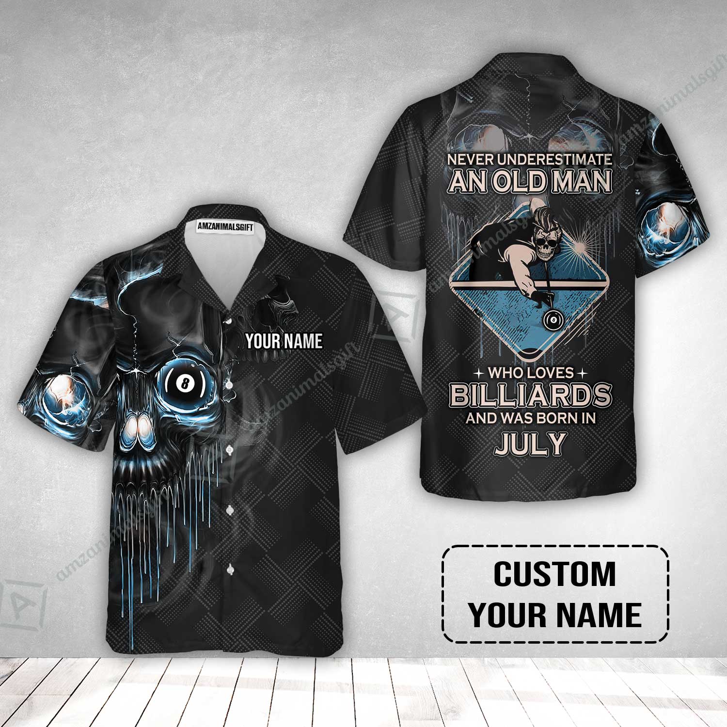Customized Billiard Hawaiian Shirt- Pool 8 Ball Never Underestimate An Old Man And Was Born In July Personalized Hawaiian Shirt - Image 2