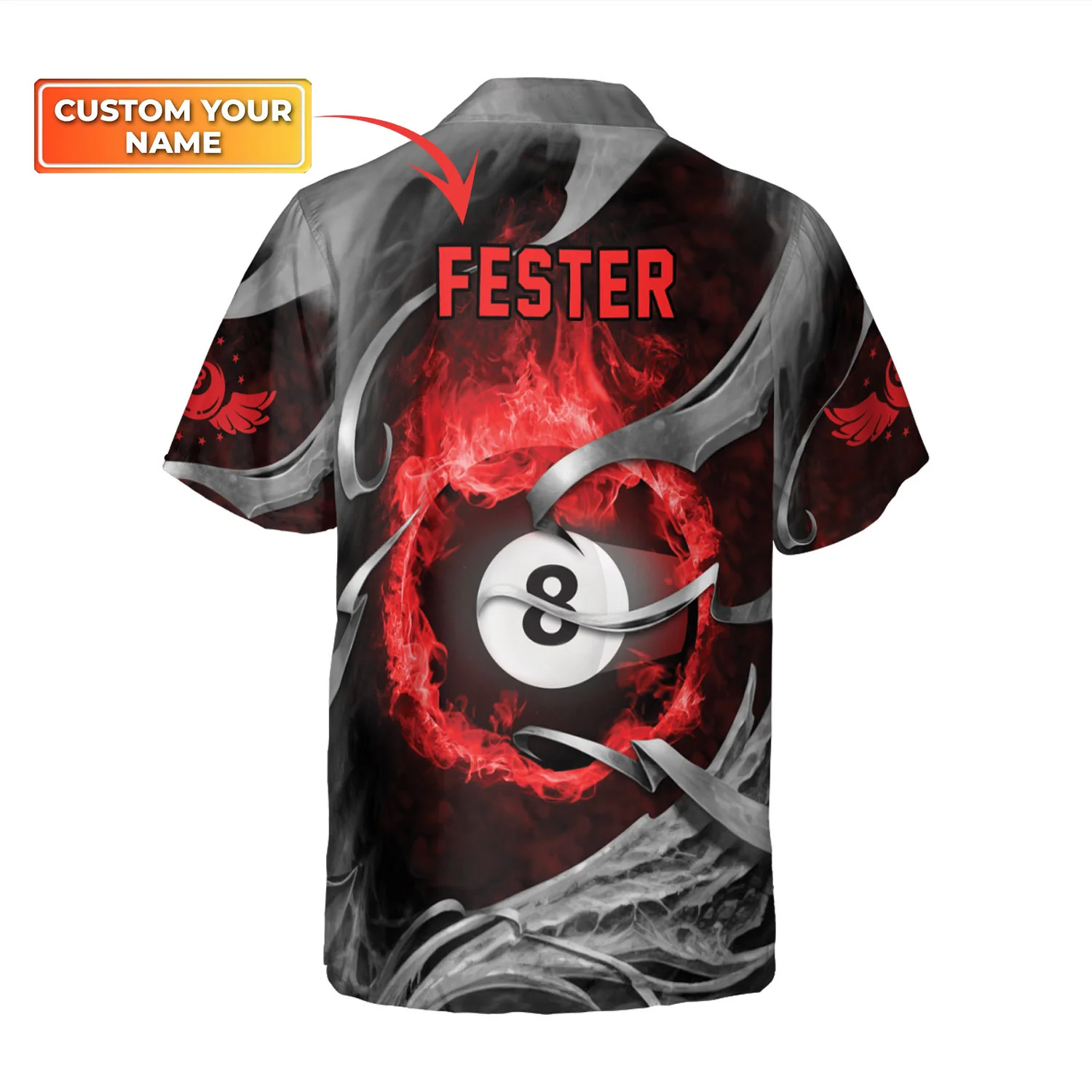 Customized Billiard Hawaiian Shirts, Red Skull Reaper Pool 8 Ball Personalized Aloha Shirt - Gift For Billiard Lovers, Billiard Players - Image 4