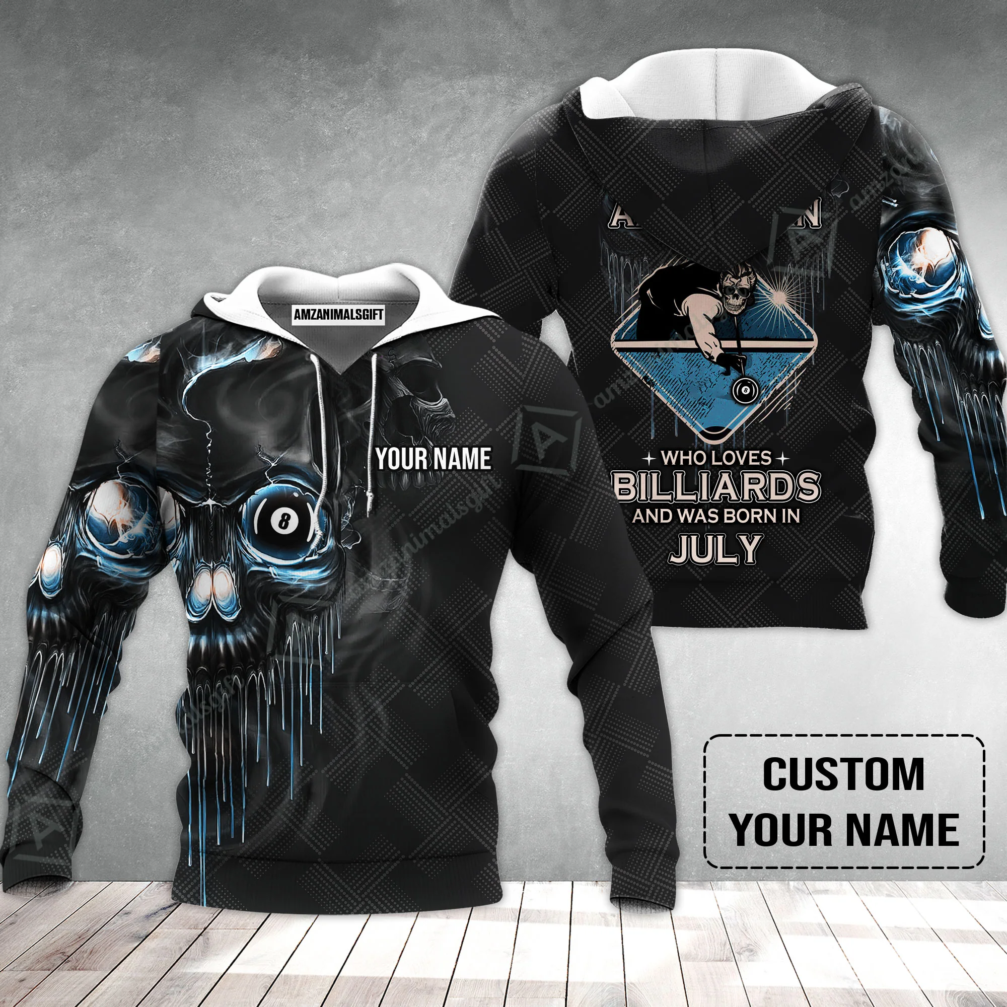 Customized Billiard Hoodie - Pool 8 Ball Never Underestimate An Old Man And Was Born In July Personalized Hoodie - Image 2